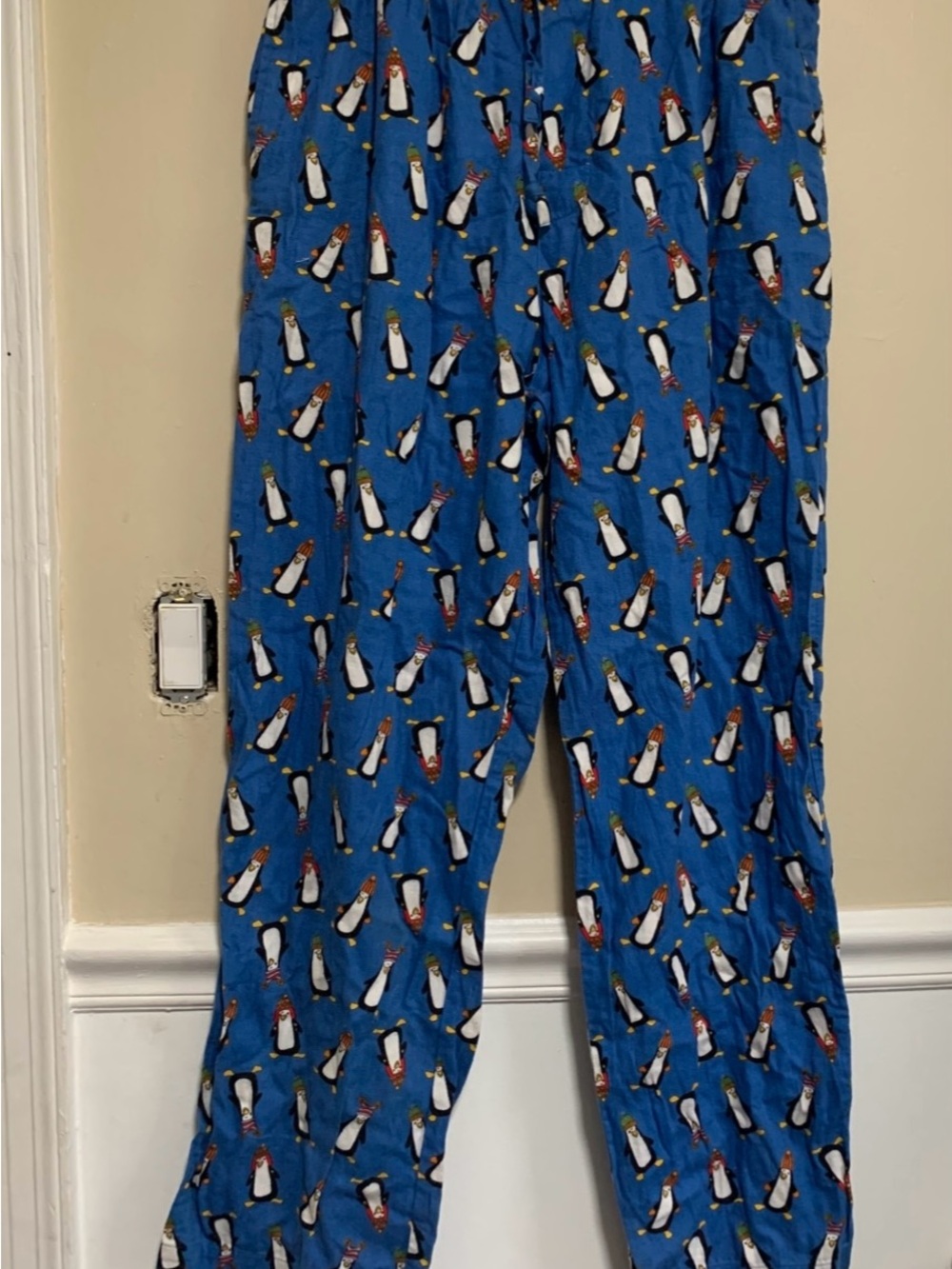 Old Navy Men's Medium Blue Holiday Penguin Pajama Pants CA 17897 M/M